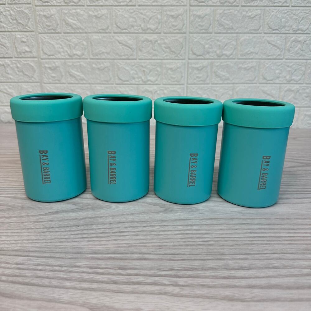Bay & Barrel Beer Can Bottle Stubby Holder Set of 4 Stainless Steel 375 ml Teal